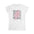 White t-shirt with floral design and text on a white background