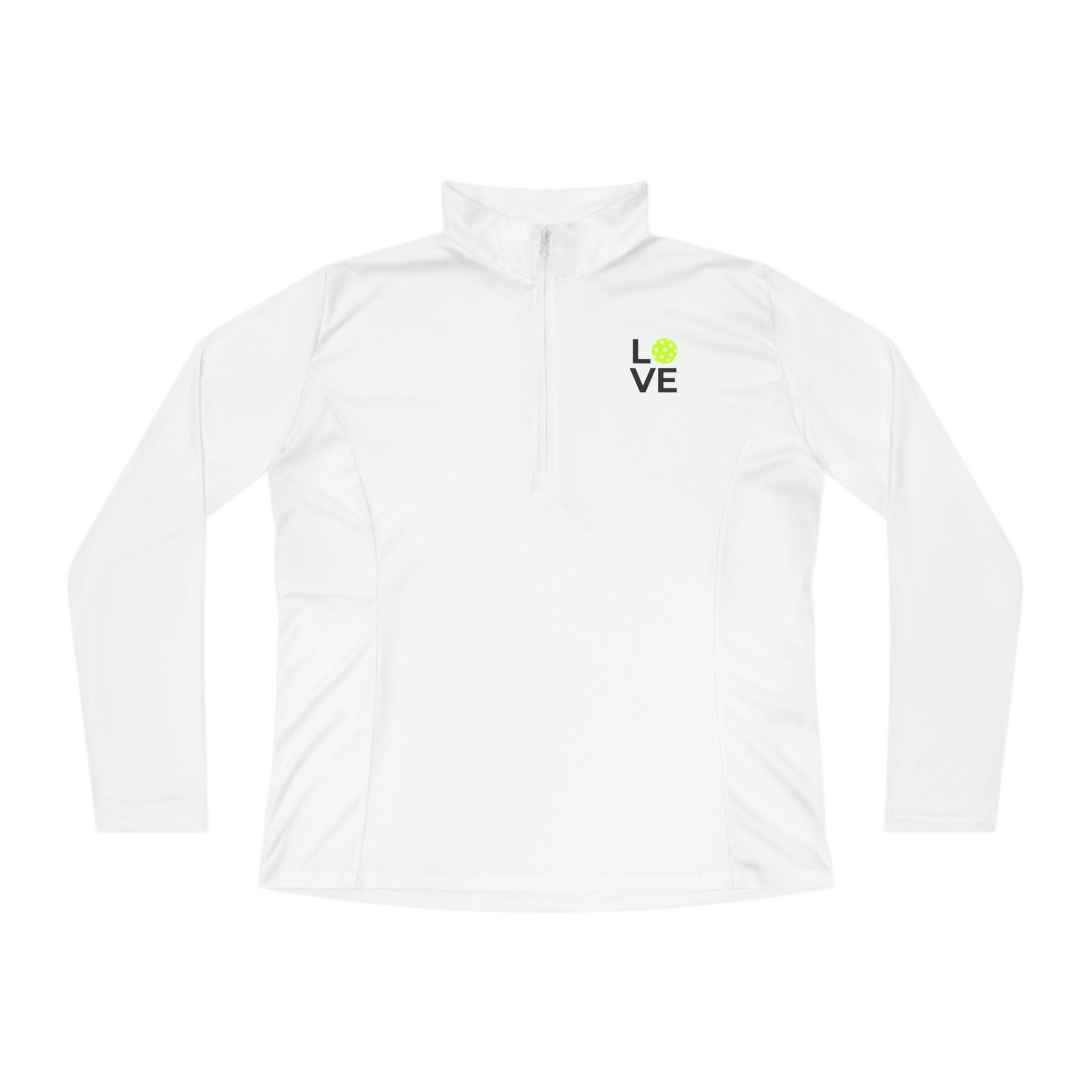 White hoodie with a 'LOVE' logo on a white background