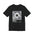 Black t-shirt with urban pickleball league graphic on a white background