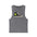 Gray sleeveless shirt with a black shoe graphic on a white background