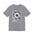 Gray t-shirt with black and white graphic design on a white background