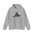 Gray hoodie with a graphic design on a white background