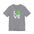 Gray t-shirt with 'LOVE' and green graphic on a white background
