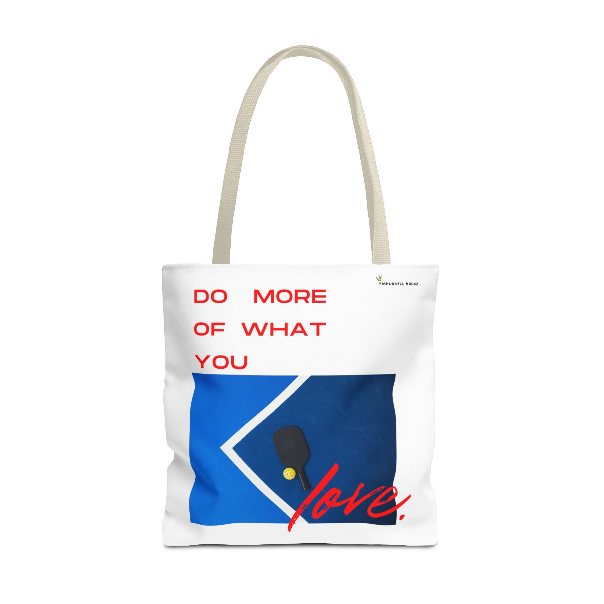 Tote bag with motivational quote and paddle design on a white background
