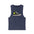 Blue sleeveless shirt with a graphic of a sneaker on a white background