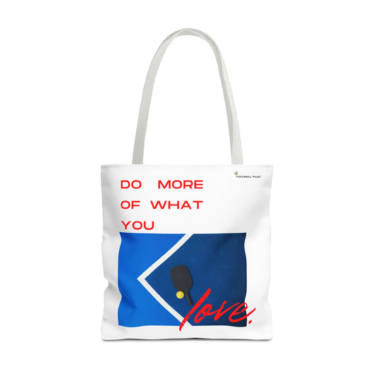 Tote bag with motivational quote and paddle design on a white background