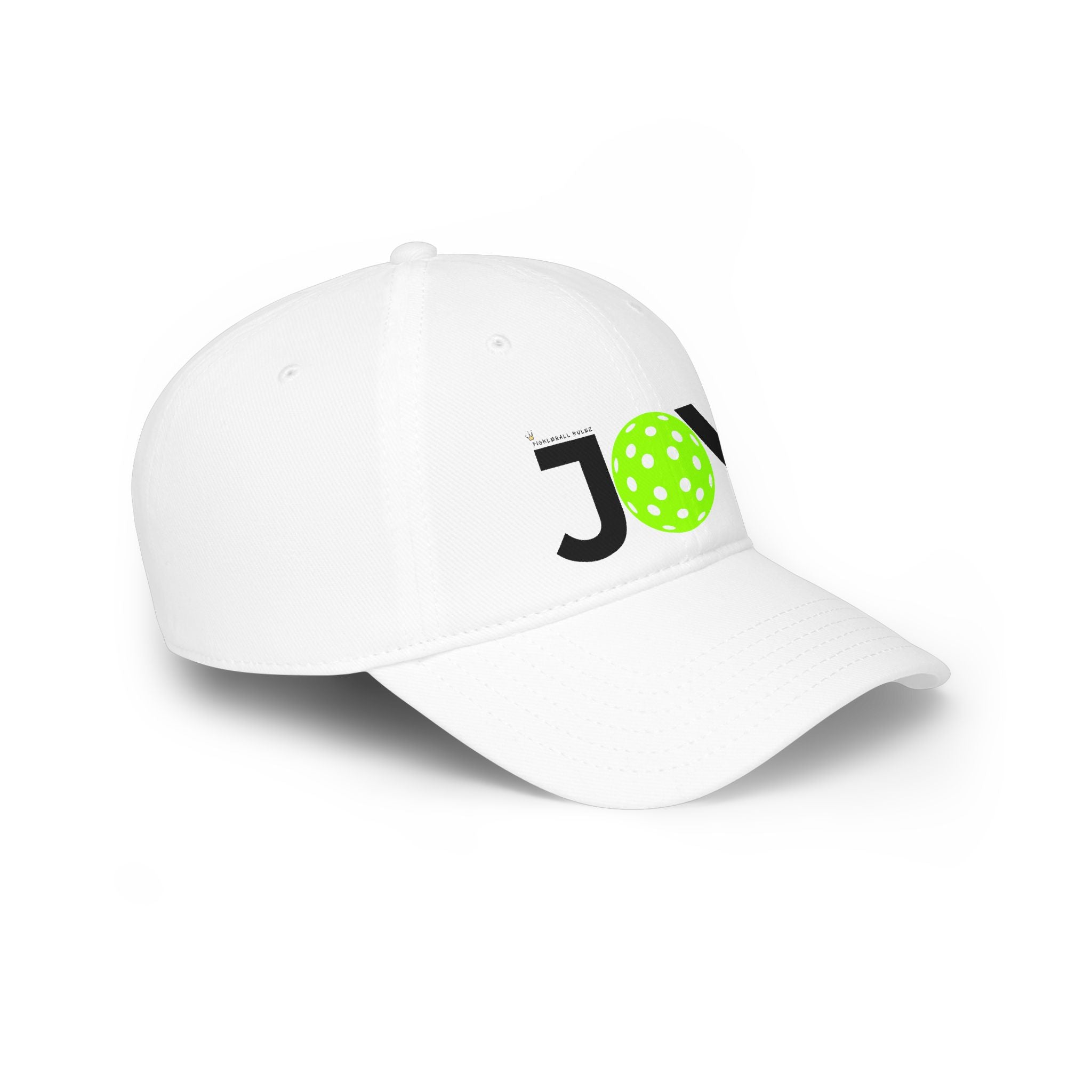 White cap with a logo on a white background