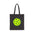 Black tote bag with a green pickleball design on a white background