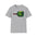 Gray t-shirt with a graphic of a paddle and face design on a white background