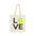 Tote bag with 'LOVE' and a polka dot ball design on a white background