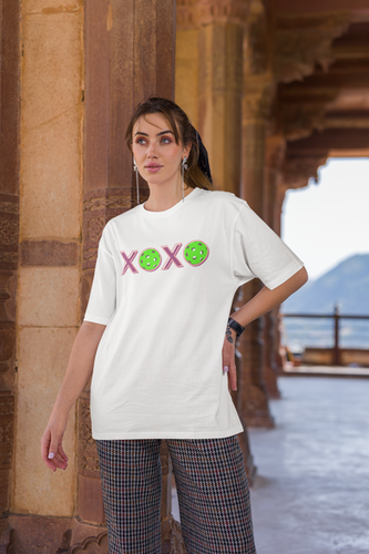 XOXO Oversized Pickleball T-Shirt – Women’s 100% Cotton Relaxed Fit Tee